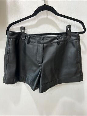High-Waist Black Faux Leather Women's Shorts